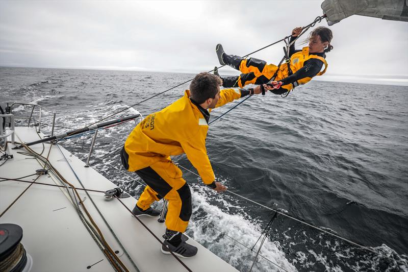 Liz Wardley aboard Turn the Tide on Plastic during the Leg Zero delivery to Gosport - photo © Jen Edney / Volvo Ocean Race