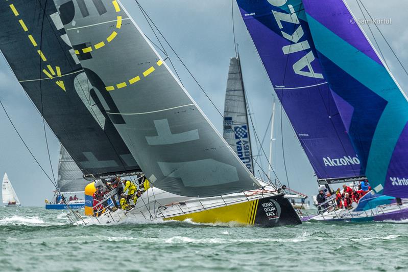 The Volvo Ocean Race fleet set off Round the Isle of Wight at Lendy Cowes Week - photo © Sam Kurtul / www.worldofthelens.co.uk