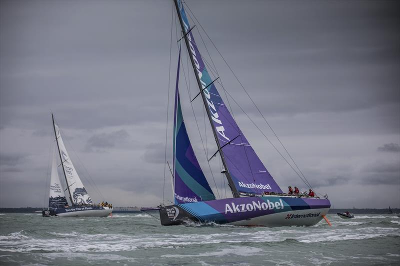 team AkzoNobel during the Volvo Ocean Race Leg 0 Around the Isle of Wight Race - photo © Marc Bow / Volvo Ocean Race