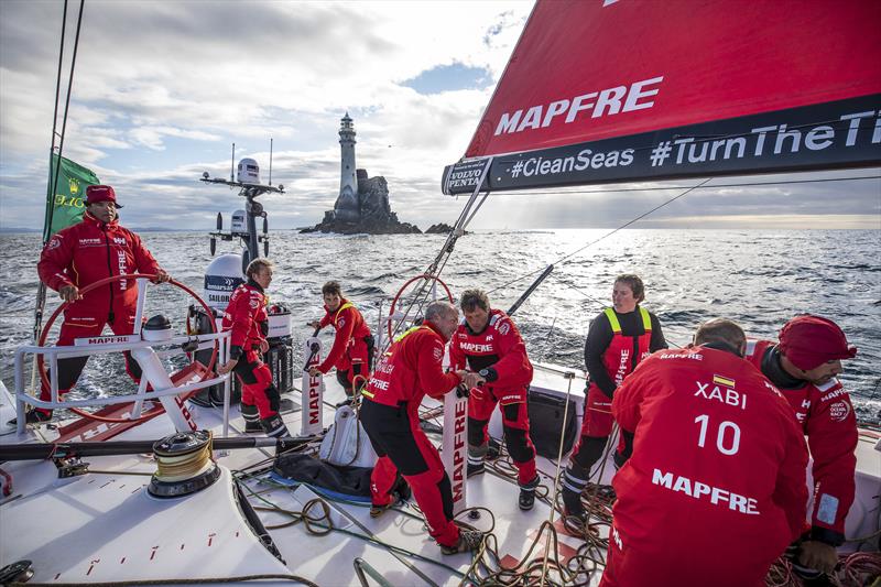 Downwind after the rock on board MAPFRE in the Rolex Fastnet Race photo copyright Ugo Fonolla / Volvo Ocean Race taken at Royal Ocean Racing Club and featuring the Volvo One-Design class