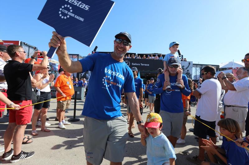 Charlie Enright waves to the crowd ahead of the MAPFRE In-Port Race Alicante photo copyright Atila Madrona / Vestas 11th Hour Racing taken at  and featuring the Volvo One-Design class