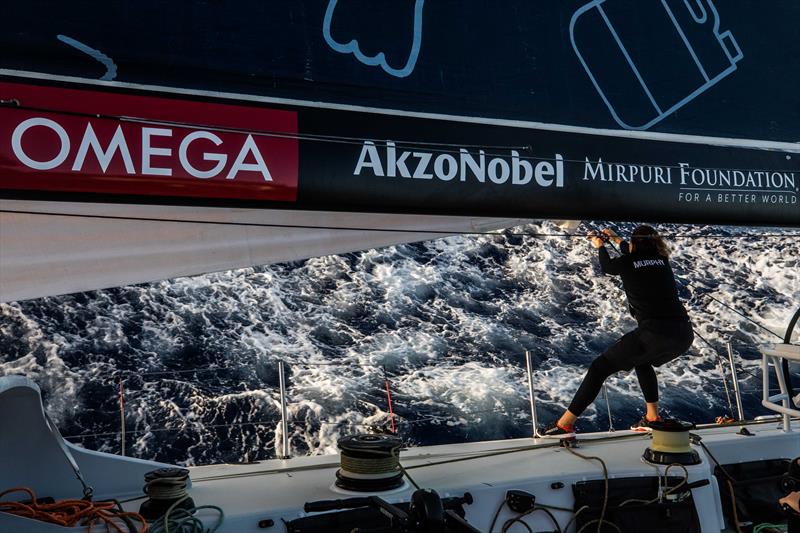 On board Turn the Tide on Plastic during Volvo Ocean Race Leg 1: Alicante to Lisbon photo copyright Jen Edney / Volvo Ocean Race taken at  and featuring the Volvo One-Design class