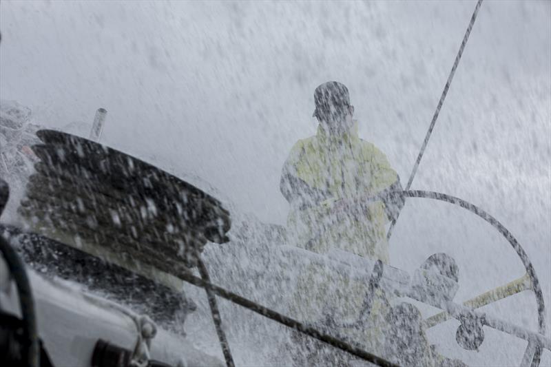 Peter Burling gets lost in the spray during Volvo Ocean Race Leg 2: Lisbon to Cape Town photo copyright Rich Edwards / Volvo Ocean Race taken at  and featuring the Volvo One-Design class