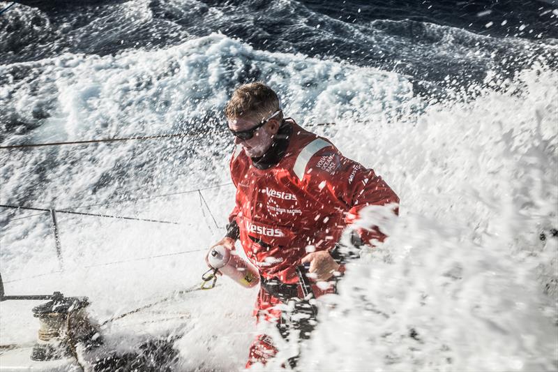 On board Vestas 11th Hour Racing during Volvo Ocean Race Leg 2: Lisbon to Cape Town photo copyright Martin Keruzore / Volvo Ocean Race taken at  and featuring the Volvo One-Design class