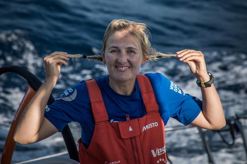 On board Vestas 11th Hour Jena crosses the equator for the first time and knows she will loose some hair photo copyright Martin Keruzore / Volvo Ocean Race taken at  and featuring the Volvo One-Design class