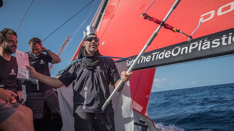Sunrise on board Dongfeng, crossing the equator - photo © Jeremie Lecaudey / Volvo Ocean Race