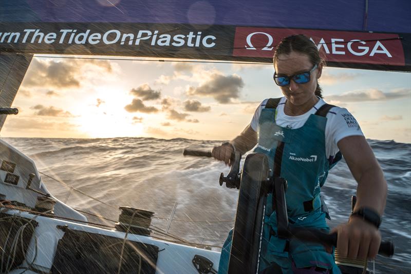 On board AkzoNobel Emily Nagel is the youngest female sailor in the Volvo Ocean Race  photo copyright James Blake / Volvo Ocean Race taken at  and featuring the Volvo One-Design class