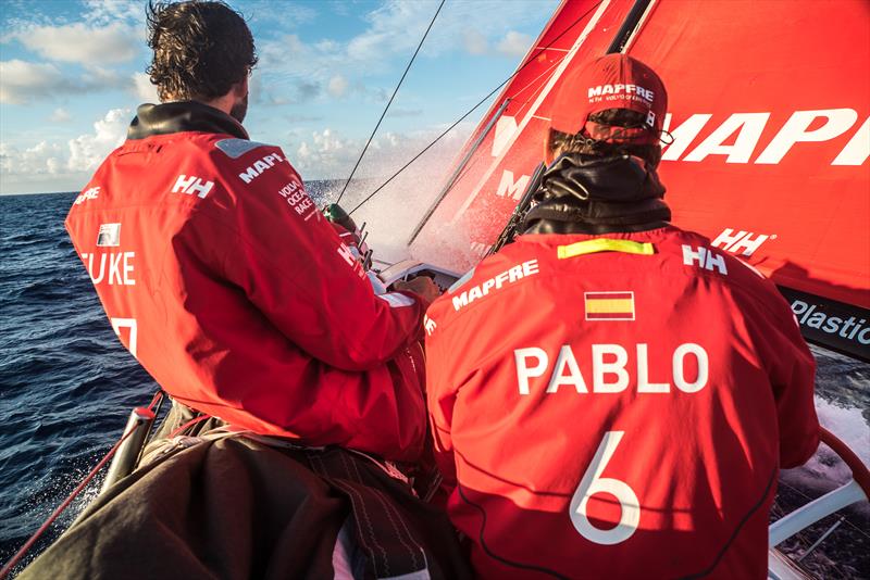 On board MAPFRE, Pablo Arrarte and Blair Tuke during Volvo Ocean Race leg 2 photo copyright Ugo Fonolla / Volvo Ocean Race taken at  and featuring the Volvo One-Design class