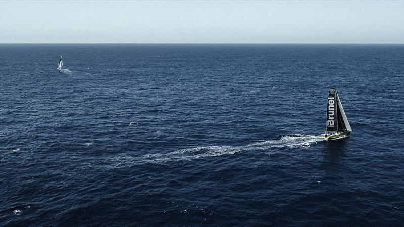 Vestas 11th Hour crossing Team Brunel this morning during Volvo Ocean Race leg 2 - photo © Martin Keruzore / Volvo Ocean Race