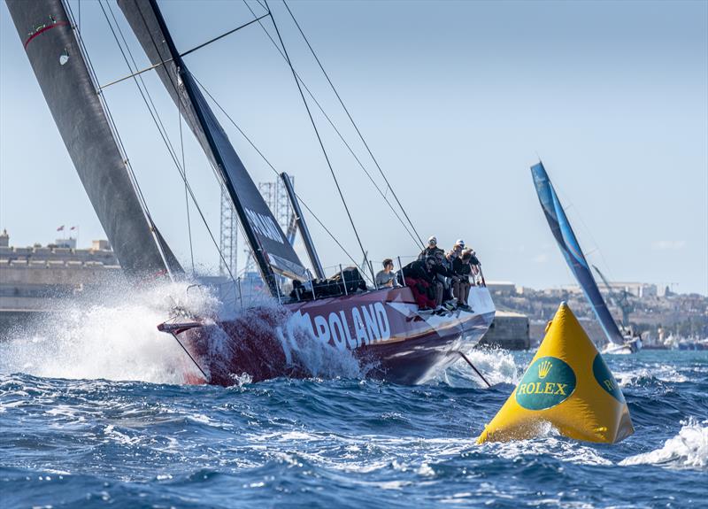 Volvo 70 'I Love Poland' takes monohull line honours in the 2020 Rolex Middle Sea Race photo copyright Rolex / Kurt Arrigo taken at Royal Malta Yacht Club and featuring the Volvo 70 class