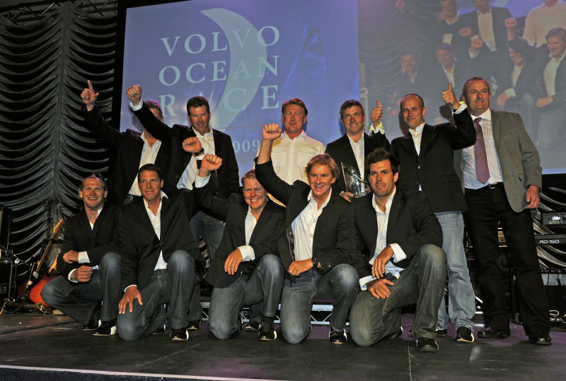 Des Murphy, Managing Director of Murphy Commercials, the official dealer of Volvo Trucks in Ireland, presents the crew of PUMA Ocean Racing with the award for second place for Volvo Ocean Race Leg 7 photo copyright Rick Tomlinson / Volvo Ocean Race taken at  and featuring the Volvo 70 class