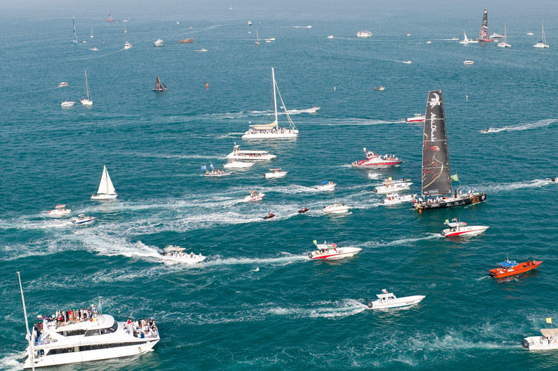 Abu Dhabi Ocean Racing win the Etihad Airways In-Port Race photo copyright Paul Todd / Volvo Ocean Race taken at  and featuring the Volvo 70 class