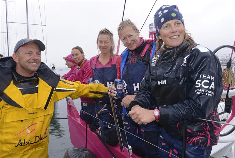 Team SCA at the finish of the Rolex Fastnet Race in Plymouth - photo © Rick Tomlinson / www.rick-tomlinson.com