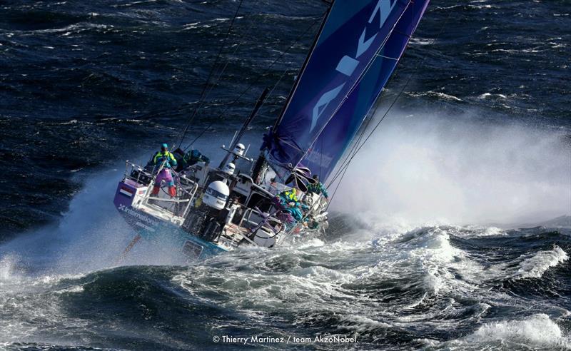 team AkzoNobel heads into big seas and 45kt winds on the first hours of Leg 3 of the Volvo Ocean Race. - photo © Thierry Martinez/teamAkzoNobel