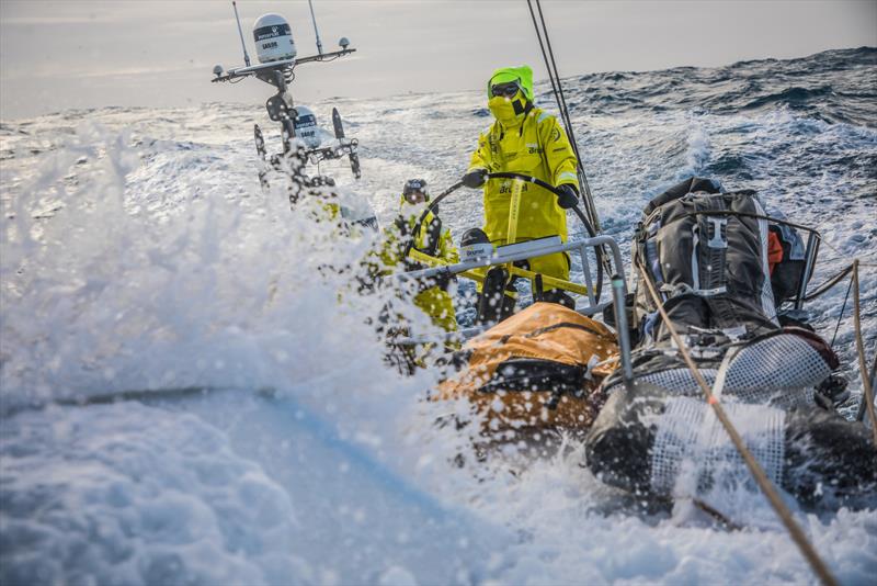 Leg 3, Cape Town to Melbourne, day 09, on board Brunel, Peter Burling stearing, Water on deck Mode: ON (24 / 7) photo copyright Ugo Fonolla / Volvo Ocean Race taken at Southern Yacht Club and featuring the Volvo One-Design class