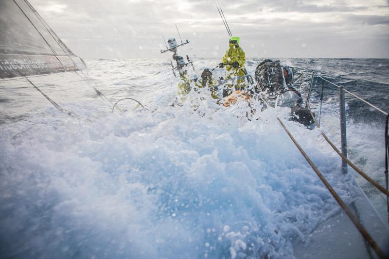 Leg 3, Cape Town to Melbourne, day 09, on board Brunel, Peter Burling stearing, Water on deck Mode: ON (24 / 7). - photo © Ugo Fonolla / Volvo Ocean Race