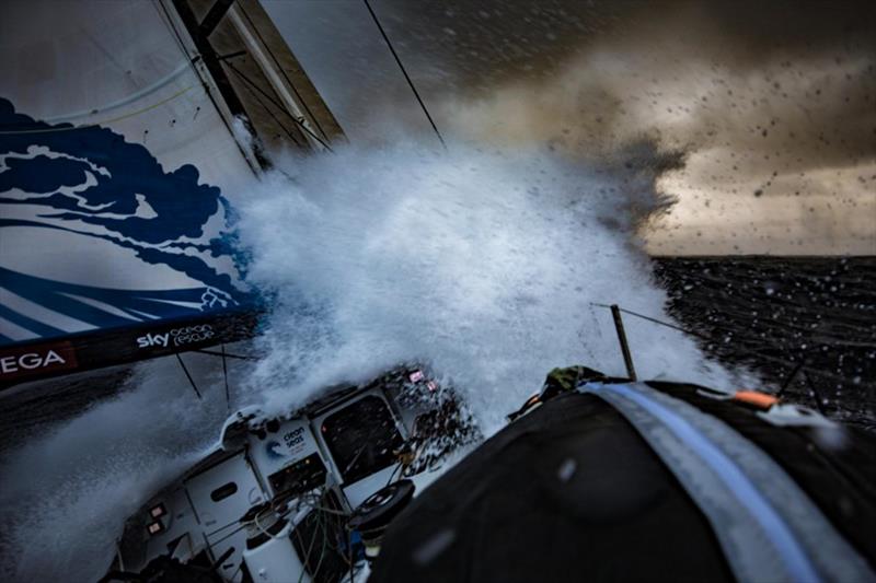 Leg 3, Cape Town to Melbourne, day 14, on board Turn the Tide on Plastic. The nigt is falling on the Southern Ocean bubt the waves keep rising. - photo © Jeremie Lecaudey / Volvo Ocean Race
