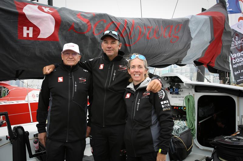 VOR 2017-18 Stopover, Hong Kong. Peter Curry, Executive Director and Group CFO, Sun Hung Kai & Co; David Witt, Skipper, SKH / Scallywag; Libby Greenhalgh, Navigator, SHK / Scallywag photo copyright Ray Siu taken at  and featuring the Volvo One-Design class