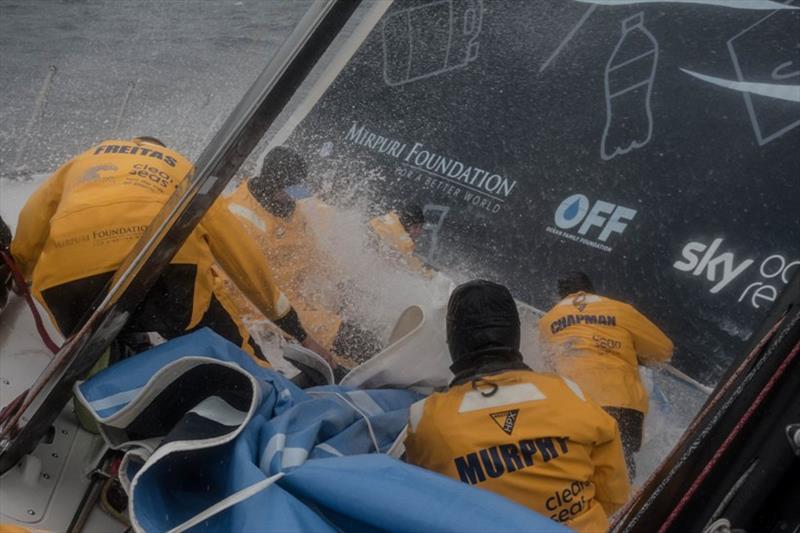 Volvo Ocean Race Leg 6 to Auckland, Day 2 on board Turn the Tide on Plastic. Another sail change means the whole crew up on deck. 08 February photo copyright James Blake / Volvo Ocean Race taken at  and featuring the Volvo One-Design class