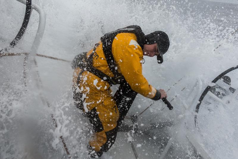 Leg 6 to Auckland, day 5 on board Turn the Tide on Plastic. Bianca Cook grinding in the surf. 10 February,  2018 photo copyright James Blake / Volvo Ocean Race taken at  and featuring the Volvo One-Design class