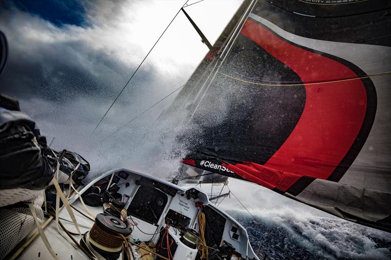 Leg 6 to Auckland, day 05 on board Sun hung Kai / Scallywag. This is what the front of the boat looked like this morning. 11 February,  2018 - photo © Jeremie Lecaudey / Volvo Ocean Race