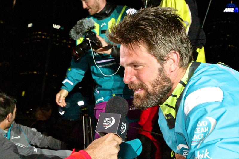 Skipper Simeon Tienpont after winning Leg 6, Volvo Ocean Race - Leg 6 Finish, Auckland, February 28, photo copyright Richard Gladwell taken at  and featuring the Volvo One-Design class