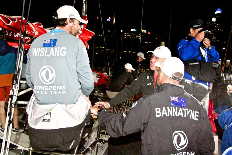 Daniel Wislang and Stu Bannatyne debrief dockside - Volvo Ocean Race - Auckland Stopover after Leg 6 Finish, Auckland, February 28, photo copyright Richard Gladwell taken at  and featuring the Volvo One-Design class