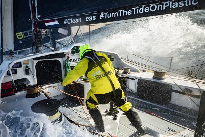 Volvo Ocean Race - Leg 7 from Auckland to Itajai, day 03 on board Brunel. Bouwe Bekking finding his way to the hatch between two waves. 20 March,  photo copyright Yann Riou / Volvo Ocean Race taken at  and featuring the Volvo One-Design class