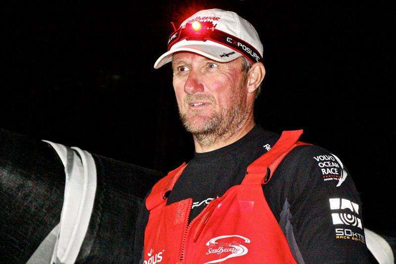 John Fisher pictured at the finish of Leg 6 of the Volvo Ocean Race, he was lost overboard on March 26,  less than a week after the Leg 7 start - photo © Richard Gladwell