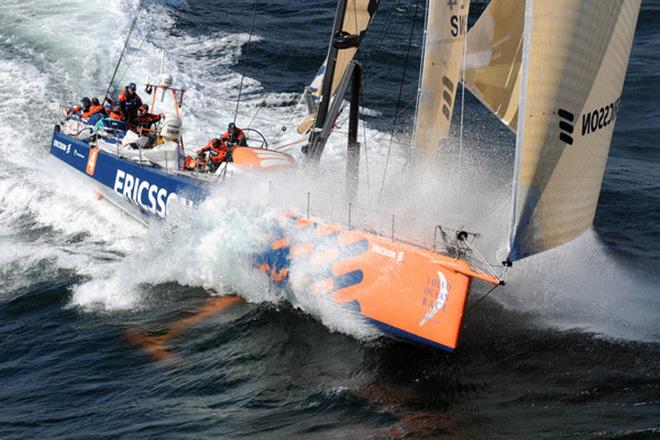 Ericsson 4, skippered by Torben Grael (BRA) at the start of Volvo Ocean Race 2008-09 leg 9 from Marstrand to Stockholm photo copyright Dave Kneale / Volvo Ocean Race taken at  and featuring the Volvo 70 class