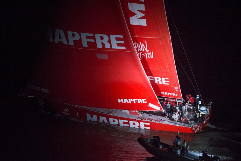 Leg 7 from Auckland to Itajai. MAPFRE finish in 5th place on Leg 7 of the Volvo Ocean Race in Itajai, Brazil. 08 April,  photo copyright Brian Carlin / Volvo Ocean Race taken at  and featuring the Volvo One-Design class