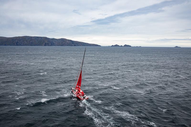 MAPFRE cresting a big swell under reduced sail as they head for their shore team at Cape Horn - Leg 7 from Auckland to Itajai.  29 March, 2018 - photo © Ainhoa Sanchez / Volvo Ocean Race