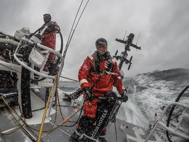 Leg 10, from Cardiff to Gothenburg, Day 5 on board Sun Hung Kai / Scallywag. Luke Parkinson standing by on the mainsheet trim. 14 June, 2018 - photo © Konrad Frost / Volvo Ocean Race