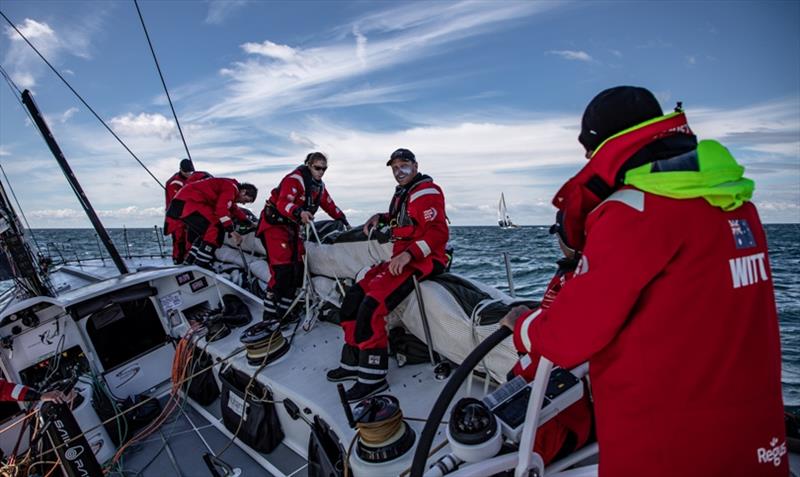 Volvo Ocean Race Leg 11, from Gothenburg to The Hague, day 2, on board Sun Hung Kai / Scallywag. The crew work to make every sall amount of boat speed photo copyright Konrad Frost / Volvo Ocean Race taken at  and featuring the Volvo One-Design class