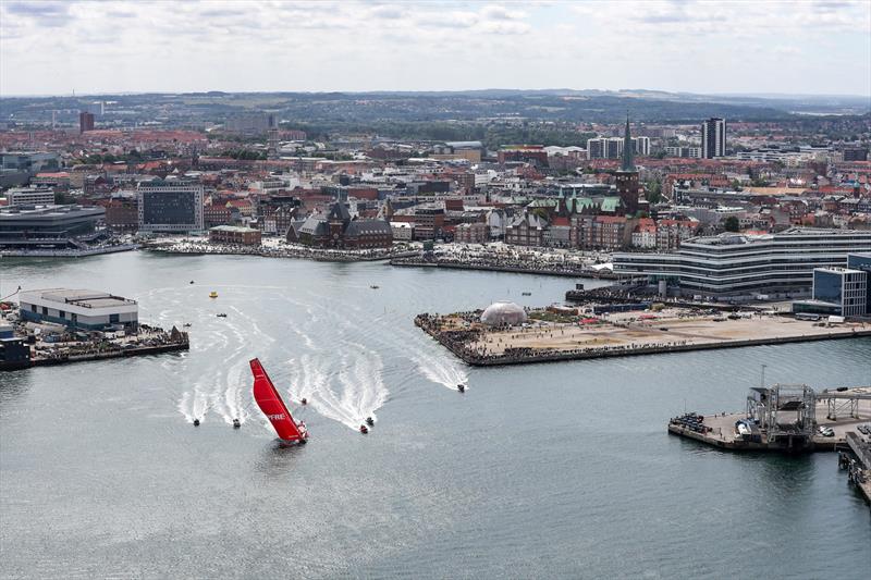 Leg 11, from Gothenburg to The Hague, Day 02. The fleet round the Aarhus Fly-By mark. 22 June,  photo copyright Ainhoa Sanchez / Volvo Ocean Race taken at  and featuring the Volvo One-Design class