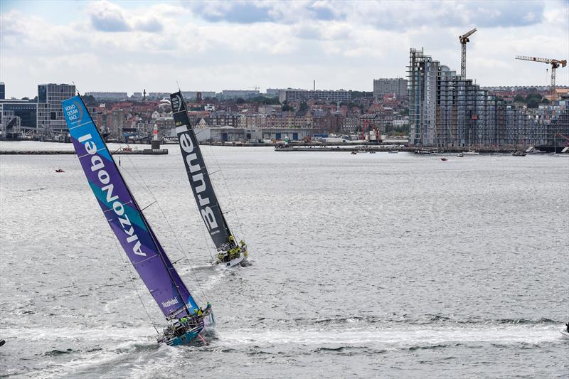 Brunel leads AkzoNobel - Leg 11, from Gothenburg to The Hague, Day 02. The fleet round the Aarhus Fly-By mark. 22 June, . - photo © Ainhoa Sanchez / Volvo Ocean Race