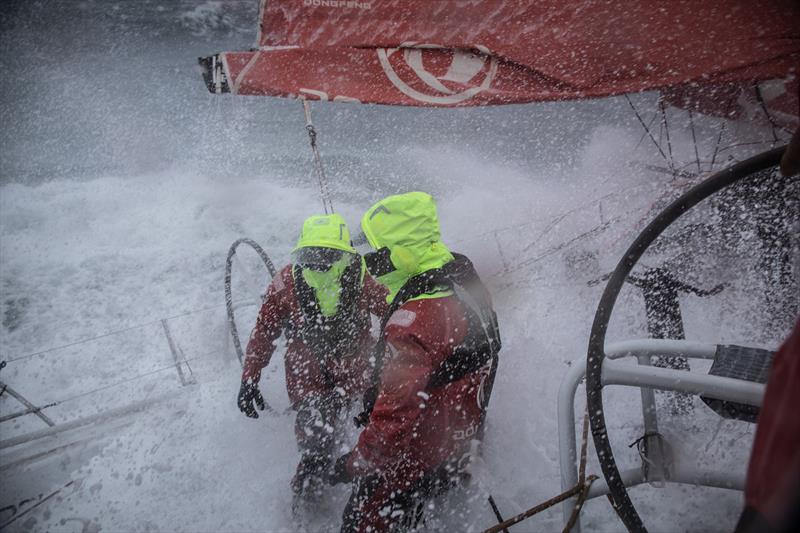 Leg 11, from Gothenburg to The Hague, day 03 on board Dongfeng. Water on deck for this last rough day of the race. 23 June,  photo copyright Martin Keruzore / Volvo Ocean Race taken at  and featuring the Volvo One-Design class