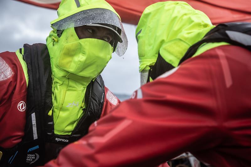 Dongfeng - Leg 11, from Gothenburg to The Hague, day 03 on board Dongfeng. Jack Bouttell at the grind. 23 June,  photo copyright Martin Keruzore / Volvo Ocean Race taken at  and featuring the Volvo One-Design class