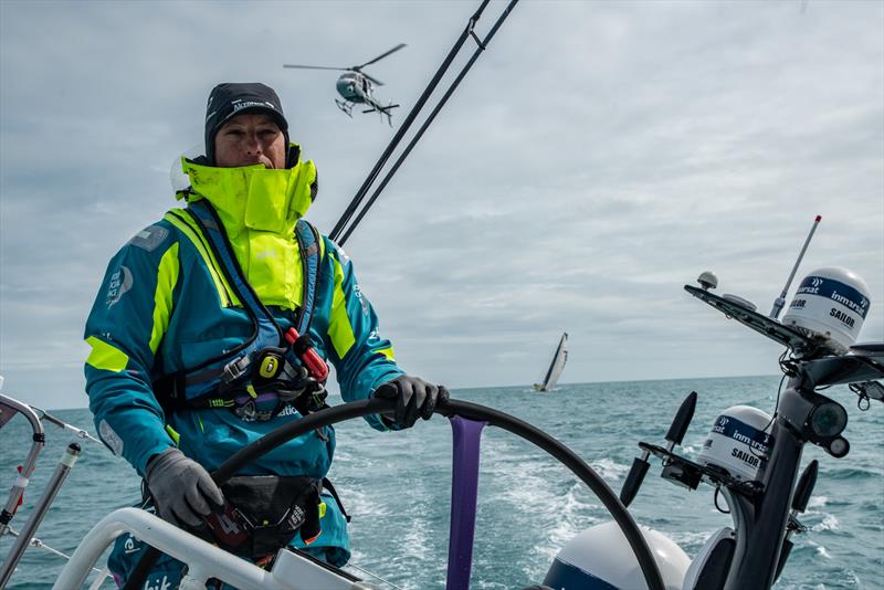 Leg 11, from Gothenburg to The Hague, day 4 on board AkzoNobel. 24 June, . Luke Molloy, helicopter and Brunel photo copyright James Blake / Volvo Ocean Race taken at  and featuring the Volvo One-Design class