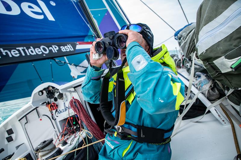 Leg 11, from Gothenburg to The Hague, day 4 on board AkzoNobel. 24 June, . Chris Nicolson keeping an eye out. - photo © James Blake / Volvo Ocean Race