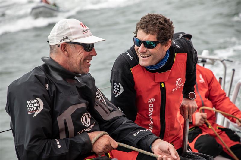 Mission accomplished Stu Bannatyne (left) with Charles Caudrelier (skipper, Dongfeng Racing) Leg 11, from Gothenburg to The Hague, day 04 on board Dongfeng. 24 June,  photo copyright Martin Keruzore / Volvo Ocean Race taken at  and featuring the Volvo One-Design class