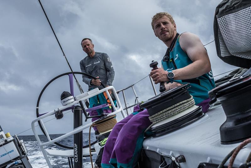 Leg 02, Lisbon to Cape Town, day 8, on board AkzoNobel. Nicolai Sehested and Chris Nicolson working together again. - photo © James Blake / Volvo Ocean Race