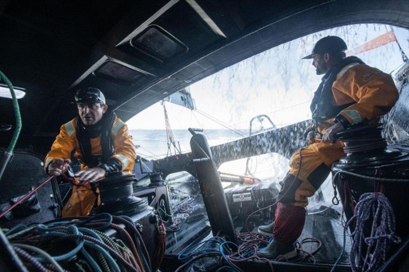 Onboard 11th Hour Racing during the 2019 Defi Azimut 48-hour race. Charlie Enright and Pascal Bidégorry were co-skippers in the 500-mile double-handed race off the coast of Lorient, France photo copyright Martin Keruzoré/11th Hour Racing taken at  and featuring the Volvo One-Design class