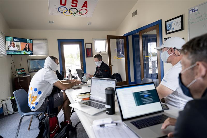 11th Hour Racing Team gather in Newport, RI to watch The Ocean Race Summit, streaming live from Newport photo copyright Amory Ross | 11th Hour Racing taken at Sail Newport and featuring the Volvo One-Design class