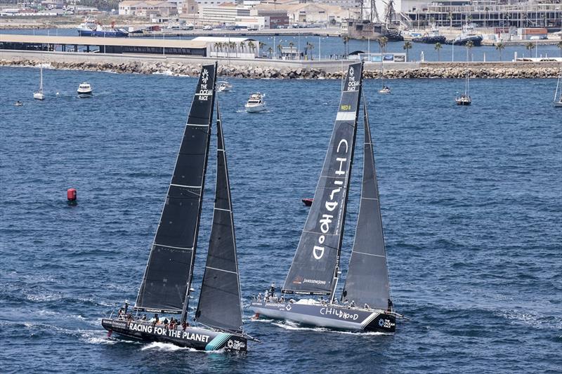 Mirpuri left, Team Childhood I right - Start of the Third Leg of The Ocean Race Europe, from Alicante, Spain, to Genoa, Italy photo copyright Sailing Energy / The Ocean Race taken at  and featuring the Volvo One-Design class