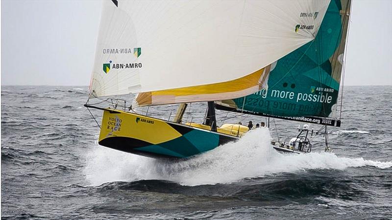 The signature shot of ABN AMRO 1 skippered by Mike Sanderson, as she passes Lizard Pt on the way to winning the 2005-06 Volvo Ocean race photo copyright Oskar Kihlborg taken at Royal New Zealand Yacht Squadron and featuring the Volvo 70 class