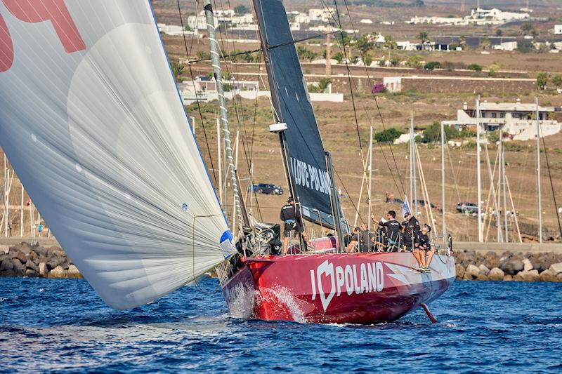 Volvo 70 I Love Poland (POL), skippered by Grzegorz Baranowski currently leads IRC Super Zero and Monohull Line Honours in the 2023 RORC Transatlantic Race photo copyright James Mitchell taken at Royal Ocean Racing Club and featuring the Volvo 70 class
