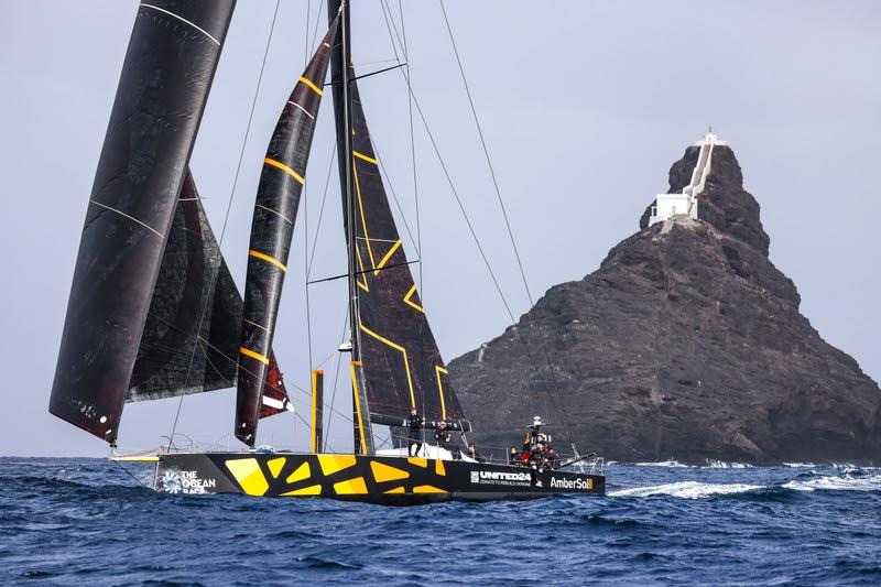22 January 2023, Ambersail 2 arrive in Cabo Verde. Arrival time 10:49:04 Elapsed 6d 21h 49mins 04secs photo copyright Sailing Energy / The Ocean Race taken at  and featuring the Volvo One-Design class