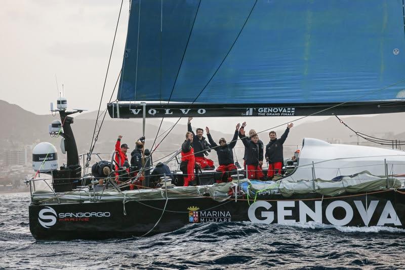 22 January 2023, Austrian Ocean Racing powered by Team Genova arrive in Cabo Verde. Arrival time 08:13:54 Elapsed 6 days 19 hours 13 mins 54 sec photo copyright Sailing Energy / The Ocean Race taken at  and featuring the Volvo One-Design class