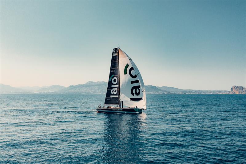 The Ocean Race VO65 Sprint Cup 2022-23 - 24 June , Stage 3, Day 9 onboard. Drone view Team JAJO photo copyright Brend Schuil / Team JAJO / The Ocean Race taken at  and featuring the Volvo One-Design class